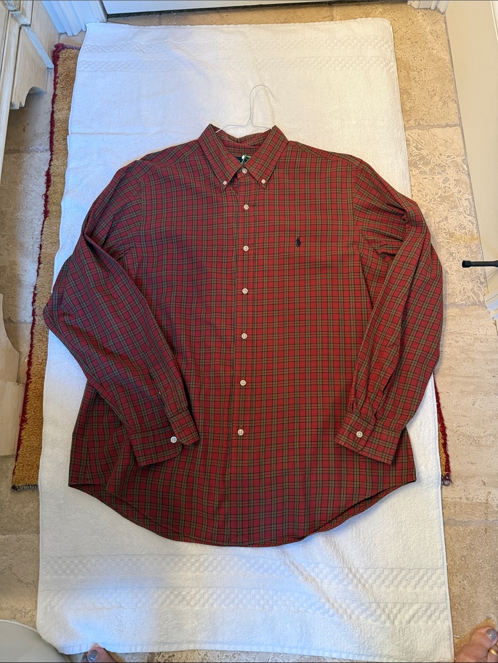 Polo by Ralph Lauren Red and Green Plaid Button-Down Shirt
